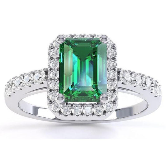 Fede nuziale in oro bianco con smeraldo verde e diamanti da 4.40 carati - harrychadent.it