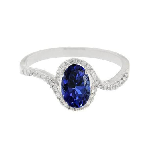 Fede nuziale in oro bianco con tanzanite blu 7.75 carati 14K - harrychadent.it