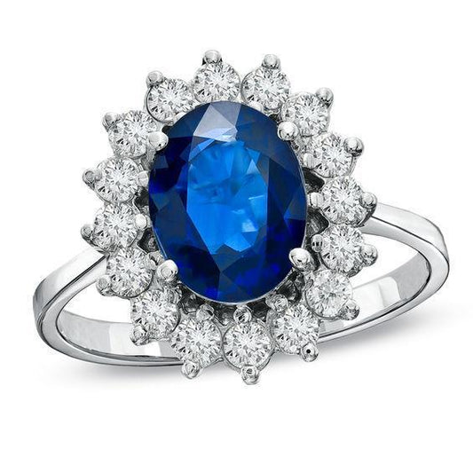 Fede nuziale in oro bianco con zaffiro dello Sri Lanka e diamante da 1.70 ct - harrychadent.it