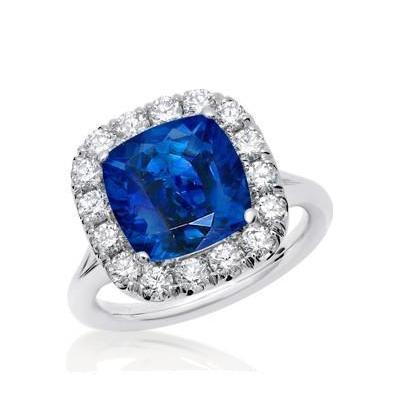 Fede nuziale in oro bianco con zaffiro dello Sri Lanka e diamanti incastonati da 3.80 ct - harrychadent.it