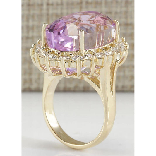Fede nuziale in oro giallo 14 kt con kunzite rosa e diamanti 31.40 carati - harrychadent.it
