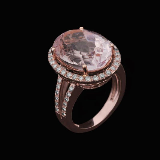 Fede nuziale in oro rosa 14 carati con Kunzite e diamanti. 25 ct - harrychadent.it