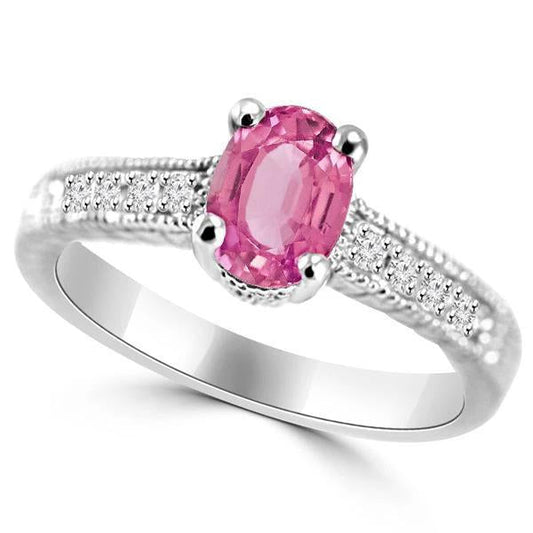 Fede nuziale in oro stile vintage con diamante zaffiro rosa ovale da 1.75 ct - harrychadent.it