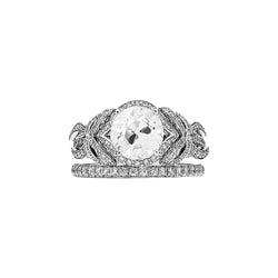 Fede nuziale incastonata con diamanti rotondi tagliati a nastro stile 3.25 carati