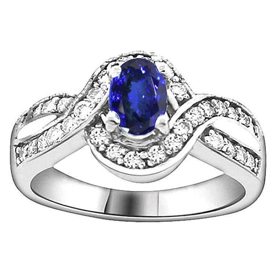 Fede nuziale ovale con tanzanite e diamanti rotondi 2.50 carati in oro 14K - harrychadent.it