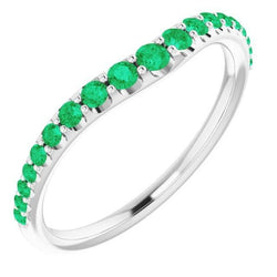 Fede nuziale smeraldi verdi 2 carati oro bianco 14K
