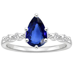 Fede nuziale solitario blu zaffiro con accenti di diamante 3 carati