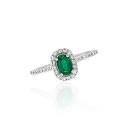 Fede nuziale verde smeraldo e diamanti 5.25 carati 14K WG