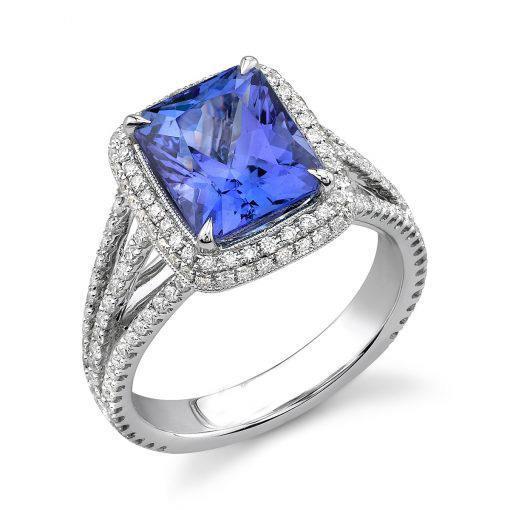 Fedi nuziali in oro bianco con tanzanite e diamanti 4.78 carati - harrychadent.it