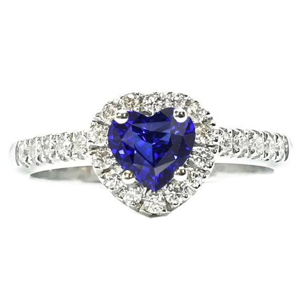 Halo Heart Ceylon Sapphire Wedding Ring 3.50 carati gioielli con diamanti - harrychadent.it