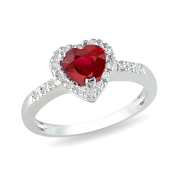 Gemma rubino rosso con anello di diamanti Gioielli in oro bianco 3.20 carati