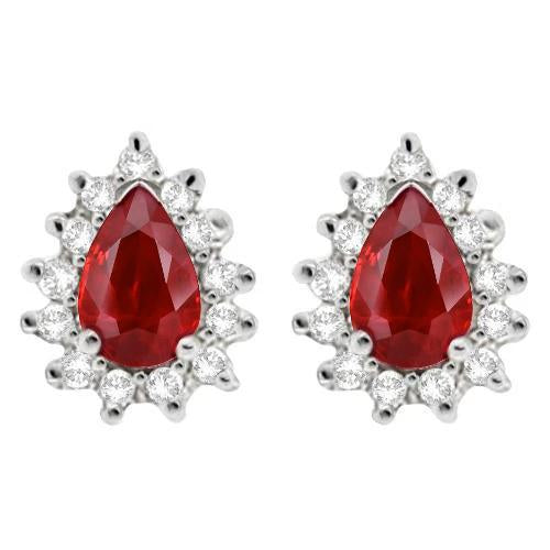 Gemma rubino rosso taglio pera con orecchino a bottone con diamante 3.80 carati - harrychadent.it