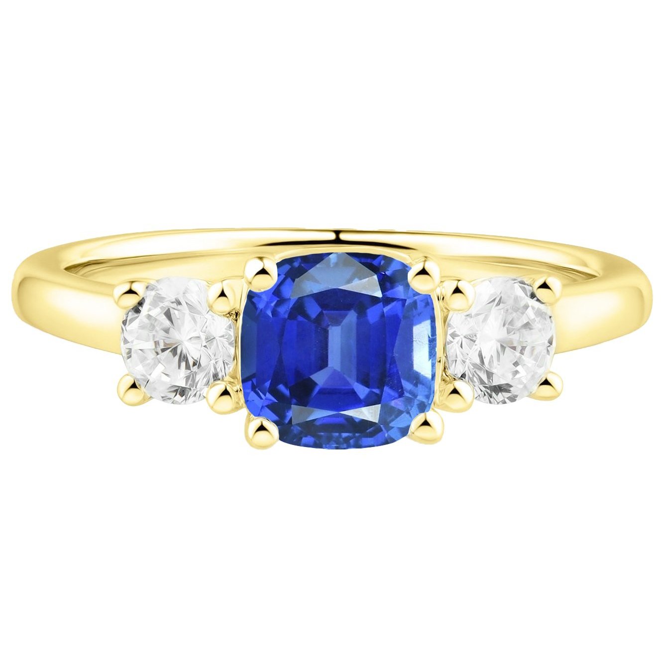 Gemstone Jewelry 3 Stone Cushion Anello con zaffiro e diamante 4.50 carati - harrychadent.it