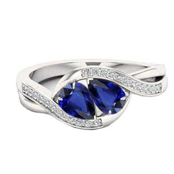 Gioielleria con pietre preziose Anello zaffiro blu pera stile intrecciato 1.50 carati