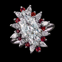 Gioielleria personalizzata Anello rubino Marquise Old Cut Diamond & Burma