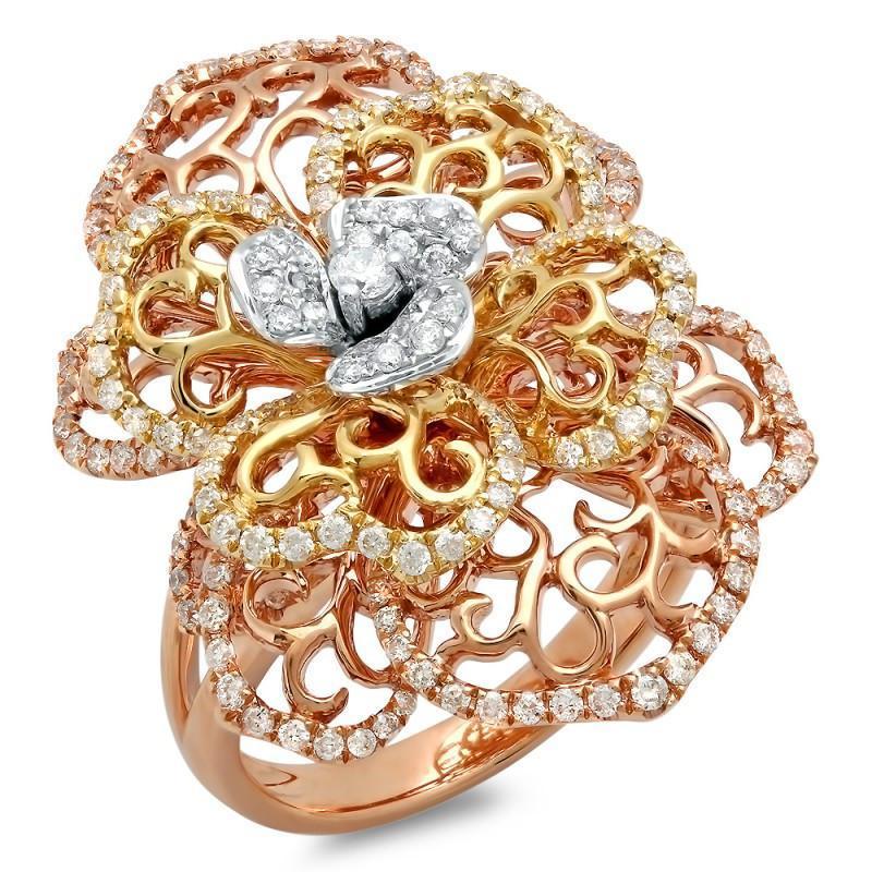 Gioielli Art Nouveau Nuovo anello di fidanzamento da donna 2 carati oro bicolore