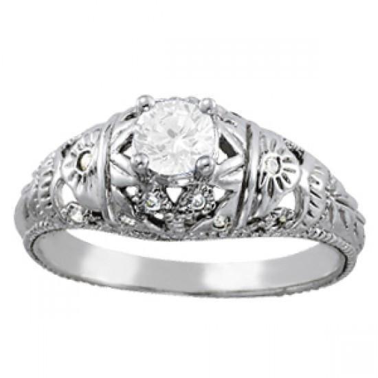 Gioielli Art Nouveau Nuovo stile antico Anello di fidanzamento Diamante 1 carati