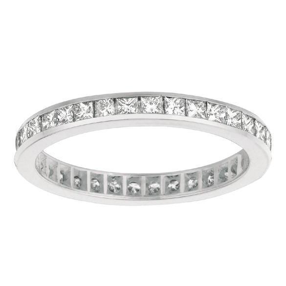Gioielli a fascia con anello eternità in oro bianco da 2.24 carati con diamanti taglio principessa - harrychadent.it