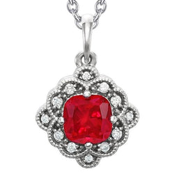 Gioielli con ciondolo collana con diamanti rubino rosso taglio cuscino 5.50 carati