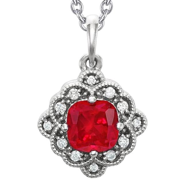 Gioielli con ciondolo collana con diamanti rubino rosso taglio cuscino 5.50 carati - harrychadent.it