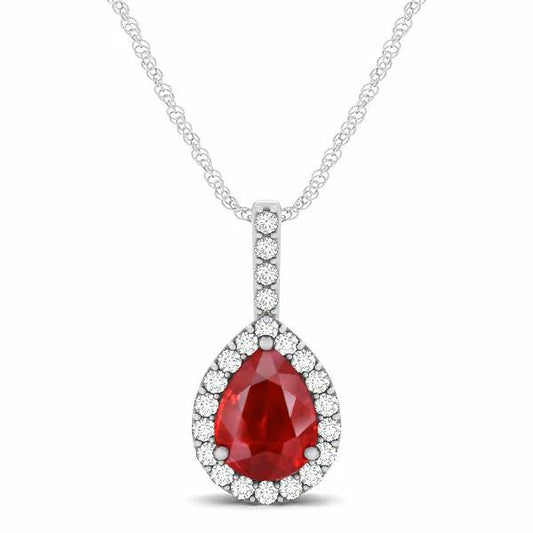Gioielli con ciondolo da donna con rubini rossi e diamanti tagliati a pera da 3.50 carati - harrychadent.it