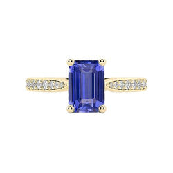Gioielli con pietre preziose da donna Anello con zaffiro blu Diamanti accentati 3 carati