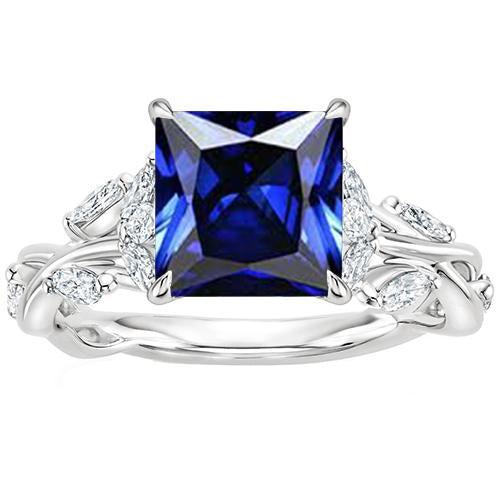 Gioielli da donna Anello con diamanti marquise e zaffiro blu principessa 4 carati - harrychadent.it