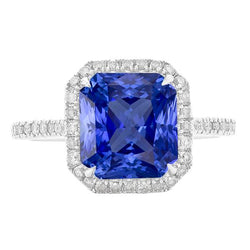 Gioielli da donna Halo Diamond Jewelry Ceylon Sapphire Prong Set oro 5 carati