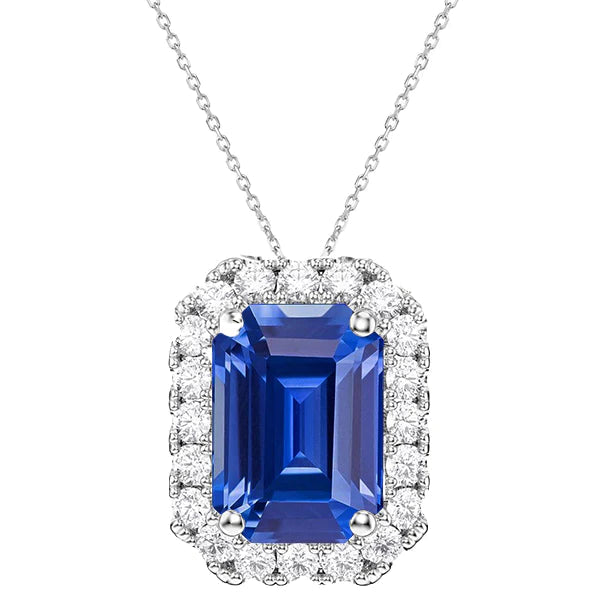 Gioielli da donna con ciondolo Halo con diamanti zaffiro blu smeraldo 6,25 carati - harrychadent.it