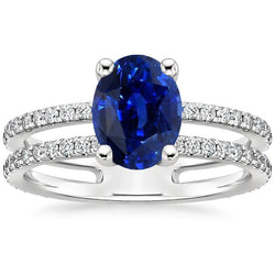 Gioielli da donna con diamanti blu zaffiro doppio gambo accenti 4 carati