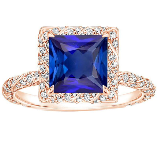 Gioielli da donna con diamanti in zaffiro blu principessa con accenti 6.50 carati - harrychadent.it