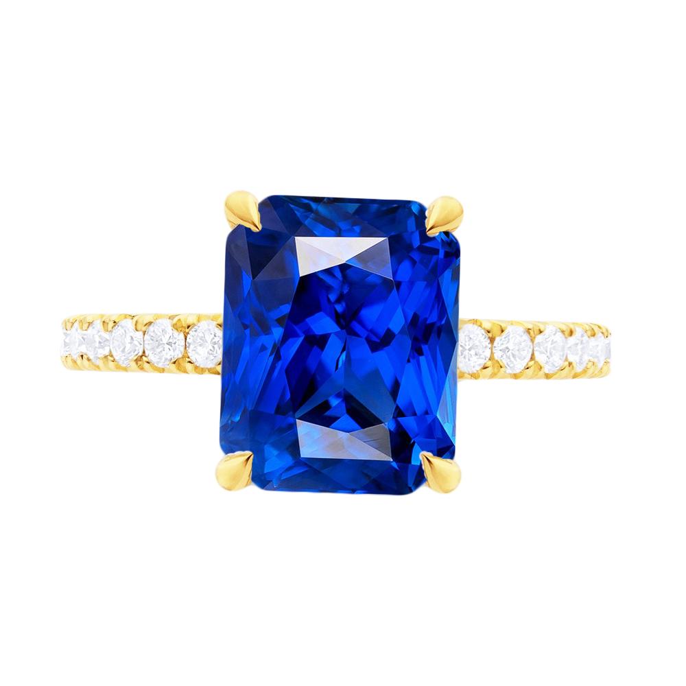 Gioielli da donna con diamanti rotondi Nuovo anello con zaffiro di Ceylon radiante 4 carati - harrychadent.it