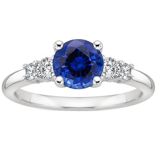 Gioielli da donna con diamanti. zaffiro rotondo di Ceylon. cinque pietre. 2.50 carati - harrychadent.it