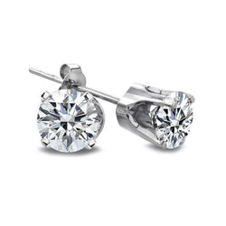 Gioielli da donna con orecchino a bottone con diamanti taglio brillante da 1,20 carati e oro bianco 14 carati