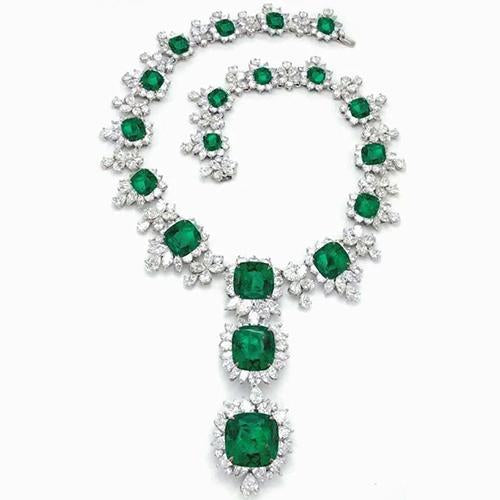 Gioielli da sposa con collana di diamanti e smeraldi verdi 209,68 carati - harrychadent.it