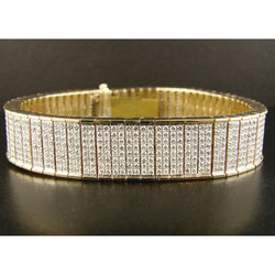 Gioielli da uomo in oro giallo 14 carati 18 carati con diamanti a taglio rotondo Bracelet