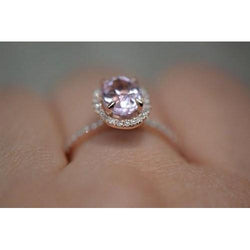 Gioielli in oro bianco massiccio con anello Kunzite rosa da 10.50 carati