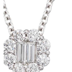 Gioielli in oro massiccio con pendente da donna con diamanti rotondi e baguette da 4 carati