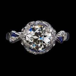 Gioielli per fedi nuziali Art Déco Nuovi trilioni di zaffiri blu taglio vecchio Diamante rotondo