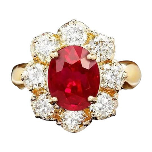 Gioielli per fedi nuziali in oro giallo 14K con diamanti rossi e rubini 4 carati - harrychadent.it