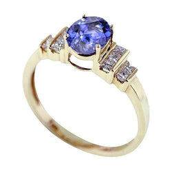 Gioiello per anello di fidanzamento con diamanti 3 carati ovale scintillante di tanzanite