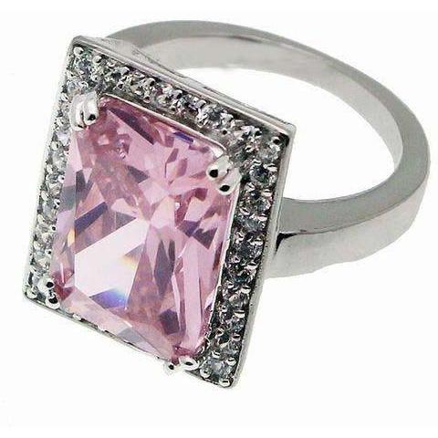 Grande Kunzite Con Diamanti 25.50 Carati Anello Oro Bianco 14K - harrychadent.it