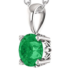 Grande rotondo verde smeraldo gemma ciondolo collana 16 carati WG 14K