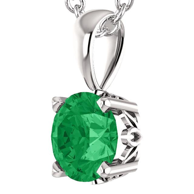 Grande rotondo verde smeraldo gemma ciondolo collana 16 carati WG 14K - harrychadent.it