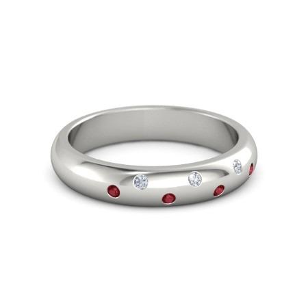 Gypsy Diamond Comfort Fit Ruby Band 1.10 carati oro bianco 14K