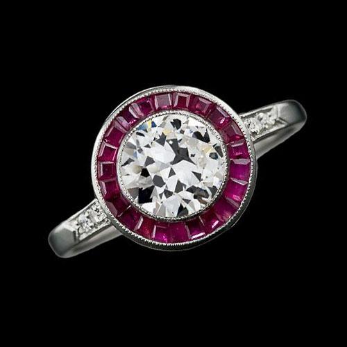 Halo Anello con diamanti tondi taglio antico. zaffiri baguette 3.25 carati - harrychadent.it
