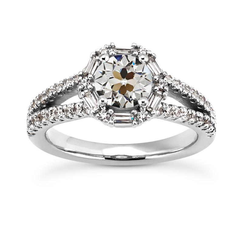 Halo Baguette e anello rotondo con diamante taglio vecchio gambo diviso 5.50 carati - harrychadent.it