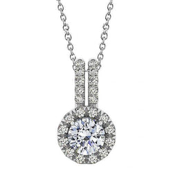 Halo Collana pendente con 2 Diamanti tondi Carati senza catena in oro bianco 14 carati