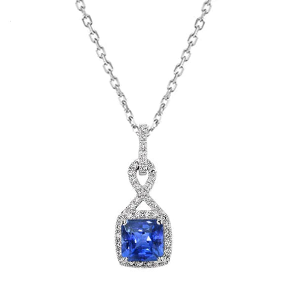 Halo Cushion Sapphire Pendant e Diamond Infinity Style 2,25 carati - harrychadent.it