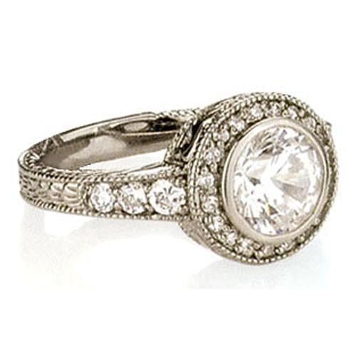 Halo Diamond Anello di fidanzamento Vintage Style 1.35 Carati - harrychadent.it